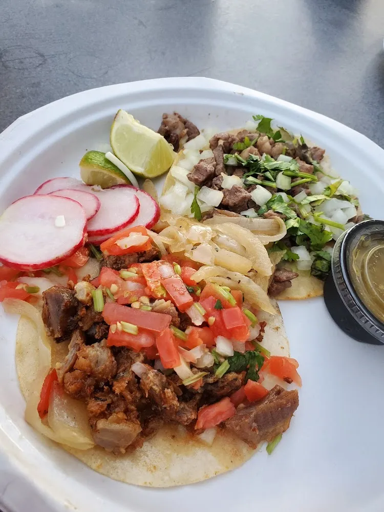 Chicharron and Carne Asada Tacos