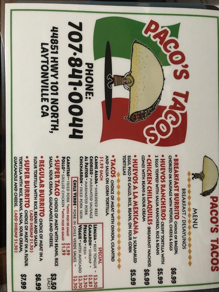 Paco's tacos Menu image 4
